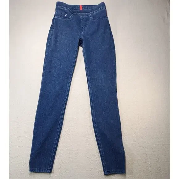 SPANX Pull On Jeans Womens Skinny Dark Wash 24x28 Stretch High Rise Jeggings XS - Picture 2 of 7